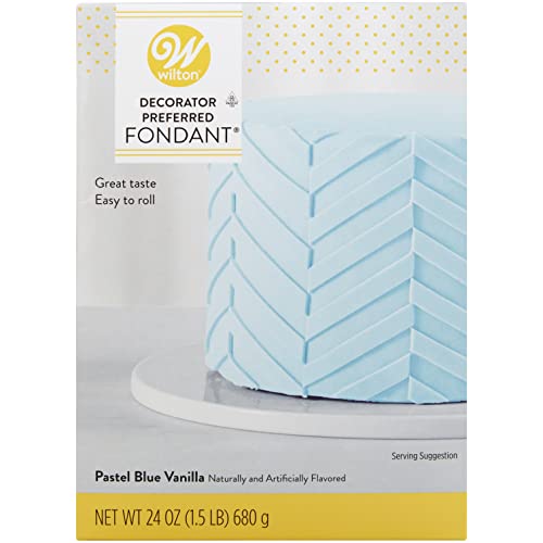 Wilton Decorator Preferred Fondant - Make Cakes, Cupcakes and Other Fun Desserts Extra Special with Easy to Roll Fondant, Pastel Blue, 24-Ounce