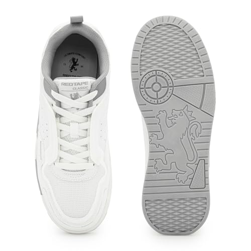 Image of Red Tape Men's Sneakers White Blue Pu Mesh TPU Round Toe Lace-Up