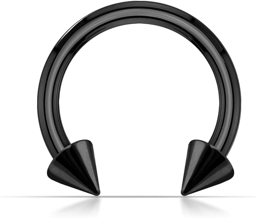 AZARIO LONDON Black Anodized 316L Surgical steel 14 Gauge (1.6mm), 10mm Diameter Circular Barbell with 3mm Cone, Septum Ring