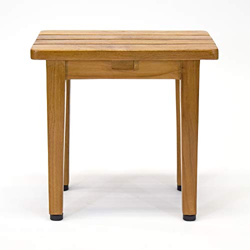 Asta Zaka Solid Teak Shower/Bath/Spa Foot Stool, Side Table, Fully Assembled, Tb-013 #TOP4