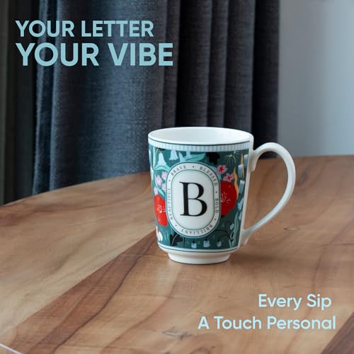 Image of Shay Alphabet Mug 300ml, Letter B Printed Coffee Mug for Girls, Boys, Friends | Ceramic Mug |Glossy Finish | Ceramic Coffee Cup | Porcelain | Microwave Safe (Alphabet Mug - B)