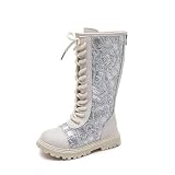 Générique Chaussures Enfant Hiver Chaudes,Enfant Bottines Antidérapant De Marche Bottes Chaud Botte Moto Cross Bottine Fille Plate Confortables Boots Outdoor Taille (Argent,31)