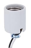 B&P Lamp® Unglazed Porcelain Medium Base Socket with 1/8IP Hickey and 18 Inch Long Wire Leads