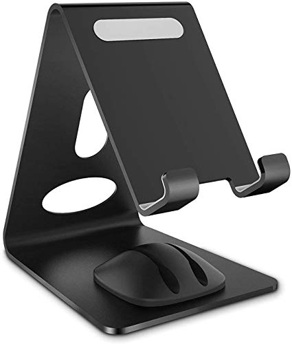WixGear Phone Stand, Premium Phone Holder for iPhones, Android Smartphones & Mini Tablets –Sturdy Metal Phone Stand for Desk with Smart Cord Holder System
