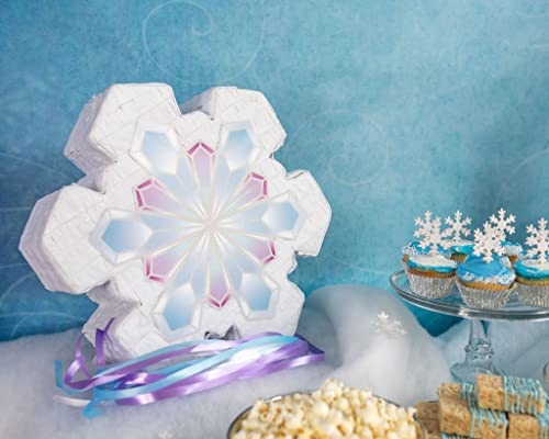 Riles & Bash Frozen Snowflake Pinata For Ice Princess Birthday Party, Winter Wonderland Or Christmas - Pull String Pinata For Birthday Party Supplies And Decorations - Frozen Wonderland Party Games #TOP6