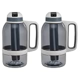 COOL GEAR 2-Pack 64 oz System Sports Water Bottle with Freezer Stick and Handle | Durable, Shatter R