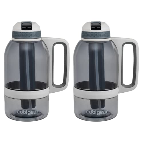 Cool Gear 2-Pack 64 Oz System Sports Water Bottle With Freezer Stick And Handle | Durable, Shatter Resistant Tritan™ Material Colored Water Bottle - Smoke #TOP7