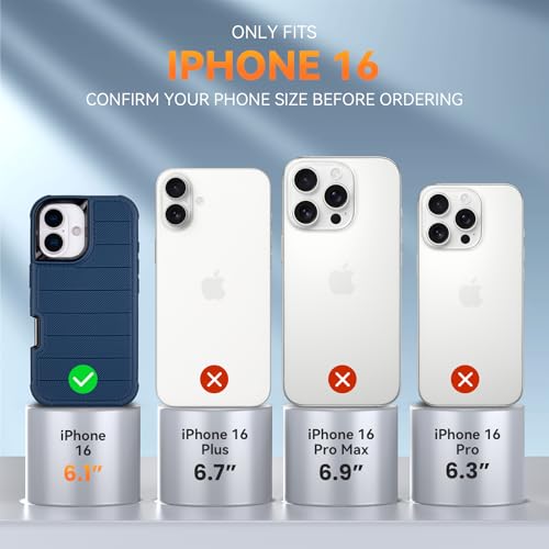 for iPhone 16 Case with Clip, Anti-Drop, Anti-Fingerprint, 3 in 1 Heavy Duty Shockproof Protection, Military-Grade Cover for iPhone16 Case Rugged, Blue by yowtrey - Used condition - Image 2