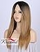 K'ryssma Fashion Ombre Blonde Synthetic Wigs for Women 2 Tone Color Dark Roots Middle Part Long Natural Looking Straight Heat Resistant blonde wig
