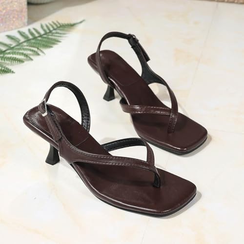 Women's Sandals Casual Wear Comfortable Thong Buckle Sandals With 6cm Heel Height Perfect Summer Outfits Beaded Heels2