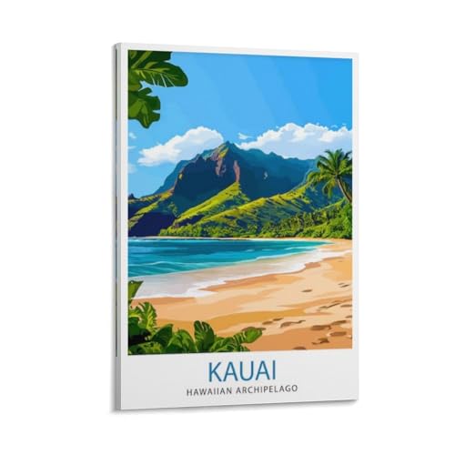 Kauai Hawaii Travel Poster Canvas Wall Art 20x30cm