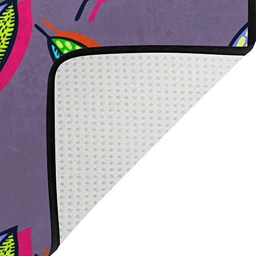 Grand tapis de sol 160x121 velours vert corail feuilles d'automne