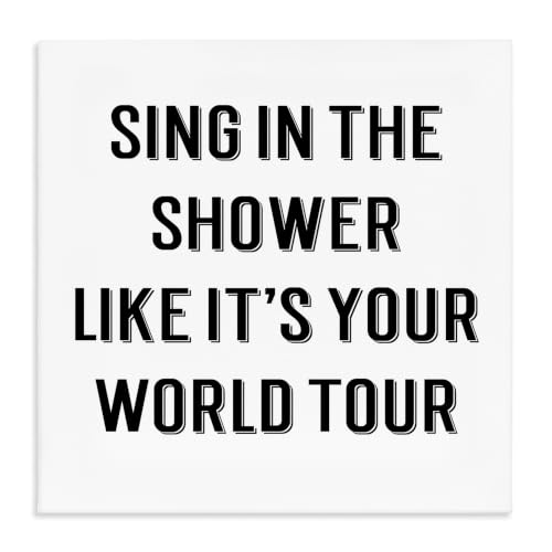 Bathroom Humor World Tour Quote, 17 x 17 Inch Canvas Wall Art