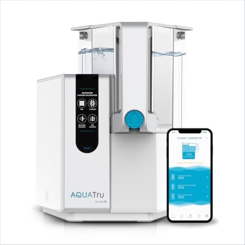 AquaTru Classic Smart Countertop Water Purifier | 4-Stage Reverse Osmosis Filtration System | Certified to Reduce 84 Contaminants Like Lead, Chromium 6, Microplastics, Forever Chemicals | No Plumbing