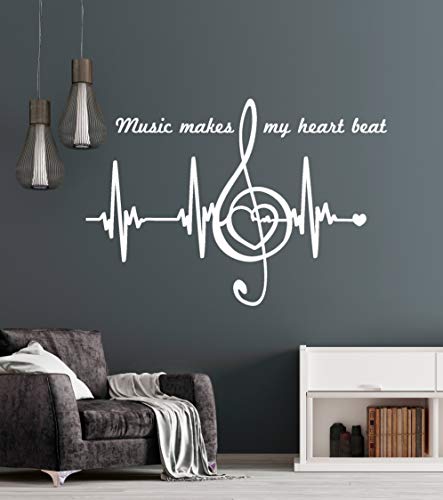 Designtorefine Vinyl Wall Decal Music Notes Quote Heart Pulse Heartbeat Stickers Large Decor (1439Ig) Black M 22.5 In X 33 In #TOP4