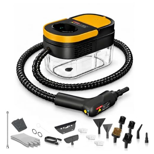 Gautye Steam Cleaner, 3 Level Adjustable Handle with 15 Accessories, Black