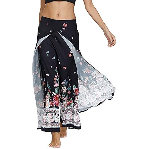Nuofengkudu Pantalones Dividir Pata Ancha Flores Estampados Cover
