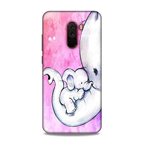 Image of Printed Mobile Back Hard Case Cover for Xiaomi Poco F1 | Cute Elephant, Baby Elephant, Mom's Love -2202
