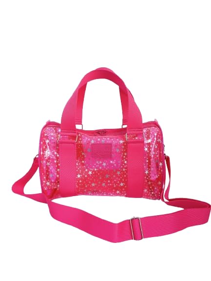 Bolsa Baú Pink Feminina em Plástico Cristal Transparente – Alça de Mão e Alça Transversal Ajustável