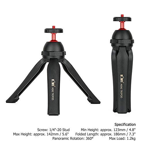Kiwifotos Mini support rotatif à 360° avec rotule pour appareil photo reflex numérique Canon, Sony, Nikon, appareil compact, caméra d'action Gopro et téléphone iPhone/Huawei - Image 3