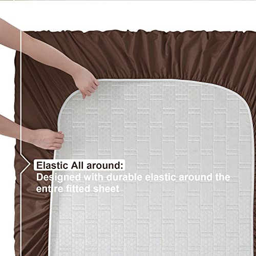 Nestl Twin Sheets Set - 3 Piece Twin Bed Sheets, Hotel Luxury, Extra Soft, Double Brushed Bedding For Twin Size, 2 Tone Brown/Beige Set, Brown Fitted Sheet, Beige Flat Sheet, Beige Pillow Case #TOP2