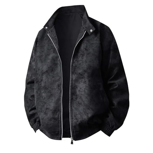 Generisch Chaqueta de ocio para hombre con más fina que elegante abrigo de invierno gracias a la elegante tira de botones, material elástico ligero para mayor comodidad diaria, Negro , L