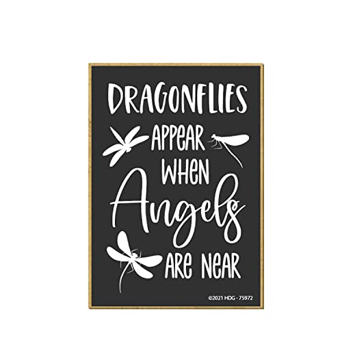 Honey Dew Gifts, Dragonflies Appear When Angels are Near, 2.5 Inches by 3.5 Inches, Locker Decoration, Refrigerator Magnets, Fridge Magnets, Decorative Sayings Magnets, Gifts for Mom, Dragonfly Decor