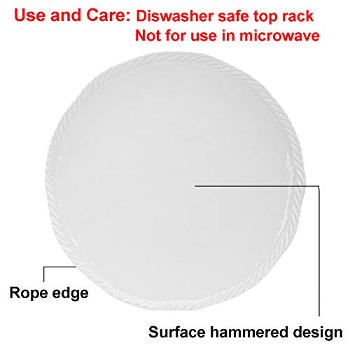Kx-Ware Melamine Plate, 11-Inch Dinner Plates With Rope Edge Design, Set Of 6 White #TOP2