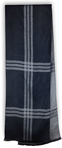 Livativ Bleu Nero Luxurious Winter Scarf For Men And Women – Large Selection Of Unique Design Scarves – Super Soft Premium Cashmere Feel Black Grey Center Plaid #TOP3