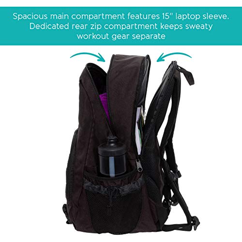 LISH Vinyasa Yoga Mat Backpack - Multipurpose Lightweight Gym Tote Bag with Straps (Black) - Thumbnail 5