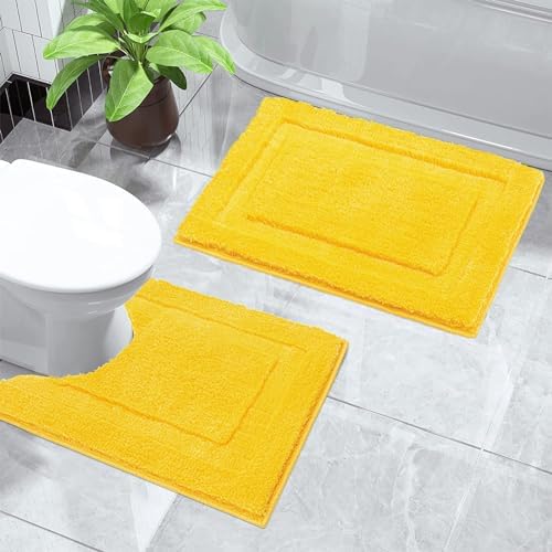 SHACOS Soft Microfiber Small Bathroom Rugs Set 2 Pieces with Toilet Rug