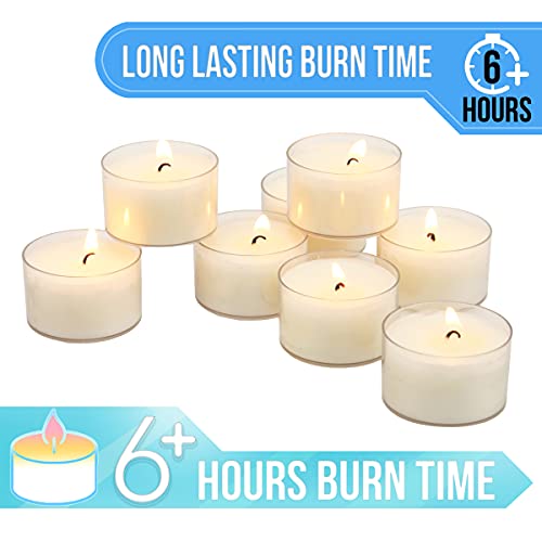 Stonebriar 96 Count White Unscented Smokeless Long Burning Clear Cup Tea Light Candles with 6 to 7 Hour Burn Time by Stonebriar - Image 4