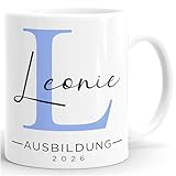 SpecialMe® Kaffee-Tasse Ausbildung 2026 Geschenk Abschluss personalisiert mit Name Monogramm Kaffeebecher Keramik Weiss standard