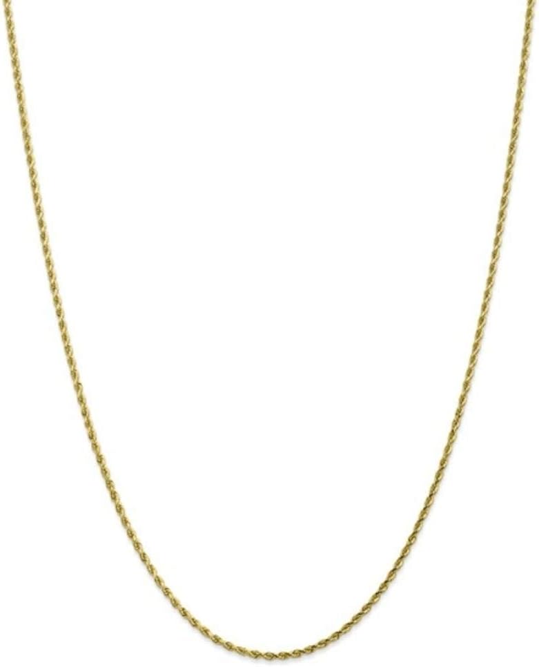 Real 10kt Yellow Gold 1.75mm Diamond-cut Rope Chain Anklet; 10 inch; Lobster Clasp
