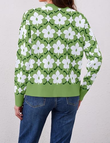 Image of Anoumcy Floral Cardigan Sweaters for Women Lightweight Button Up Flower Printed Pattern Cardigans Fall Knit Sweater Tops