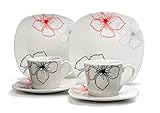 CreaTable Kaffeeservice TROPICAL FLOWERS 18-tlg aus Porzellan