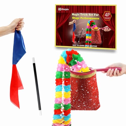Xfunjoin 4Pcs Christmas Magic Trick Set for Stage Shows | Holiday-Themed Change Bag Routine | Easy Magic Kit for Beginners & Seasonal Performances