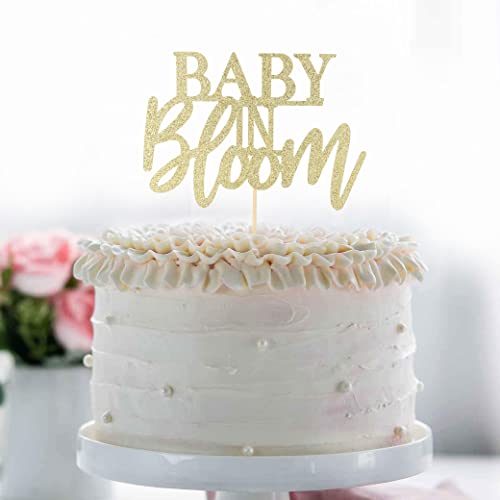 Baby In Bloom Cake Topper - Baby Shower Cake Topper , Gold Glitter Cake Topper , Gender Reveal Decorations , Baby Shower Cake Decoration , Baby Shower Party Supplies #TOP2