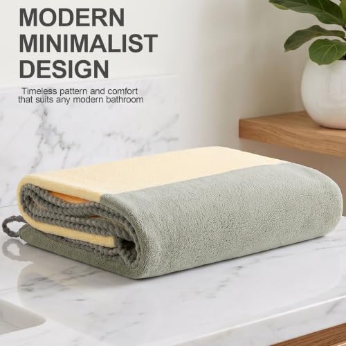 Image of Story@Home 500 GSM Microfiber Towels for Bath Large Size | Towel Set of 2 |Super Soft Color Blocked Bath Towels | 70 x 140 cm | Blue & Light Grey | Skin & Hair Friendly Bath Towels for Men, Women