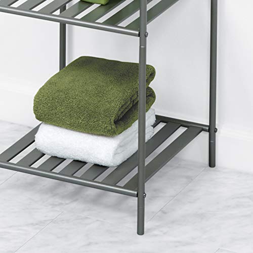 Zenna Home Slat Style Bathroom Linen Tower, 5 Shelves, Satin Nickel #TOP3