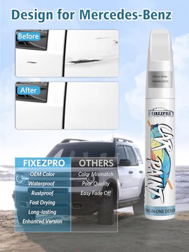 Image of 922 Cirrus Silver Metallic Car Touch Up Paint for Mercedes-Benz, Color Match Auto Paint Repair Pen,Professional Car Scratch Repair Remover Pen Quick & Easy to Use