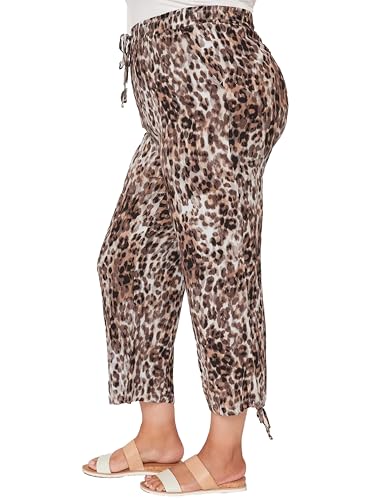 Royalty For Me Women´s Plus Elastic Waist Flood with Drawstring Hem, Animal, 3X2