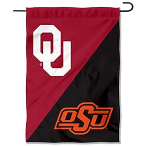 Oklahoma Sooners vs Oklahoma State Cowboys House Divided Garden Flag Banner