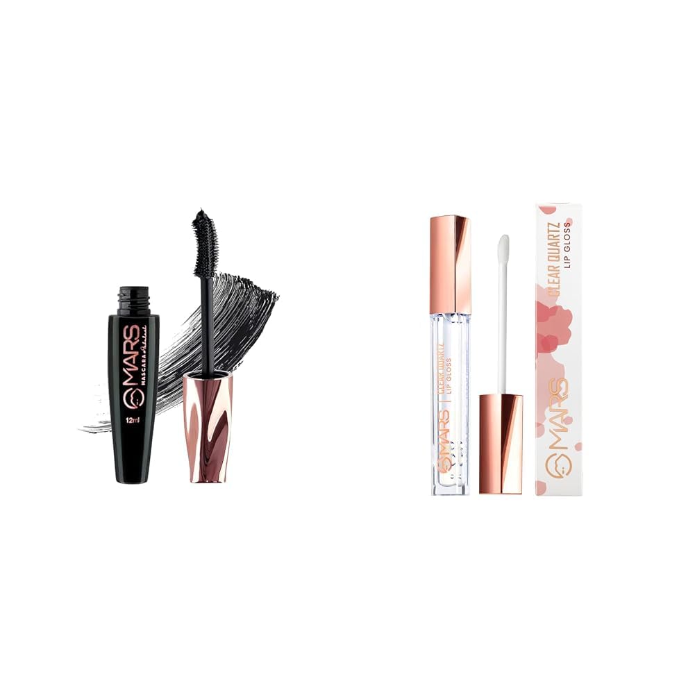MARS Fabulash Volumising Mascara & MARS Clear Quartz Lip Gloss for Women Combo