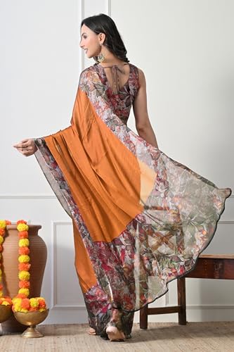 Image of MIRCHI FASHION Women Saree Floral Printed Chiffon | Breathable Lightweight Summer Sari for Office and Daily Use with Unstitched Blouse (Available in 20 Styles)