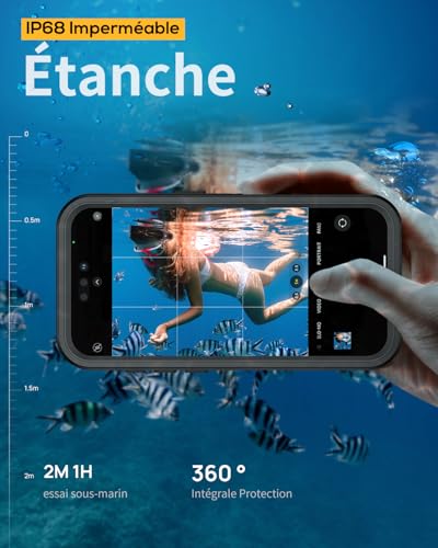 Coque iPhone 16 antichoc imperméable étanche IP68 intégrale 360 noir - 3