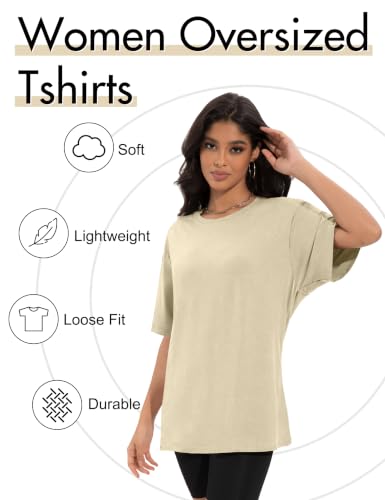 Image of Siimcuzy 2 /4 Pack Oversized Tshirts for Women Short Sleeves Workout Tops