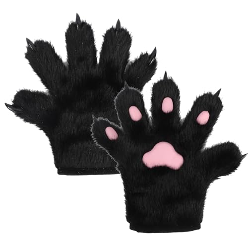 Guantes Therian de garras de gato con pelaje denso y almohadillas