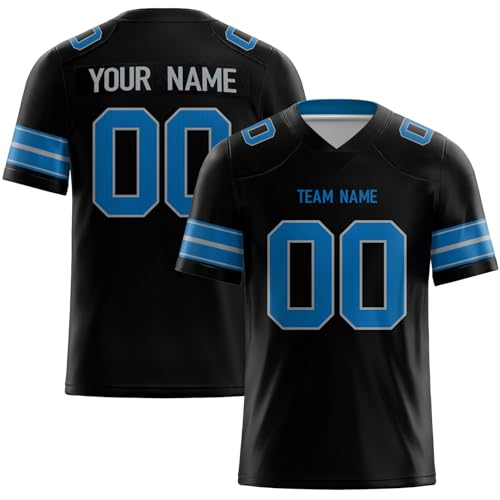 Custom Football Jersey Personalized Stitched/Printed Football Shirts Team Name Number Logo for Men Women Kids Black