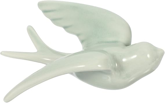 Amosfun Ceramic Bird Wall Hanging Decor 3D Bird Sculpture Pendant for Indoor Outdoor Use Artistic Wall Ornament for Living Room Garden and Office Decoration 6.49X4.72X3.14 Inches